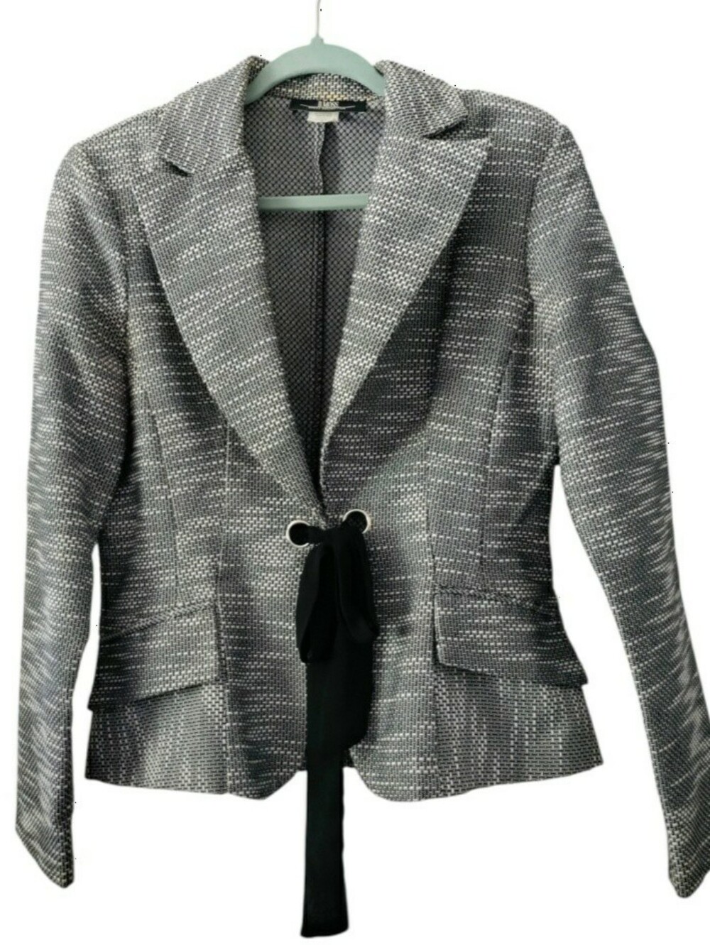 Vintage B.Moss Tweed Blazer Jacket Bow Peplum French Dark Academia